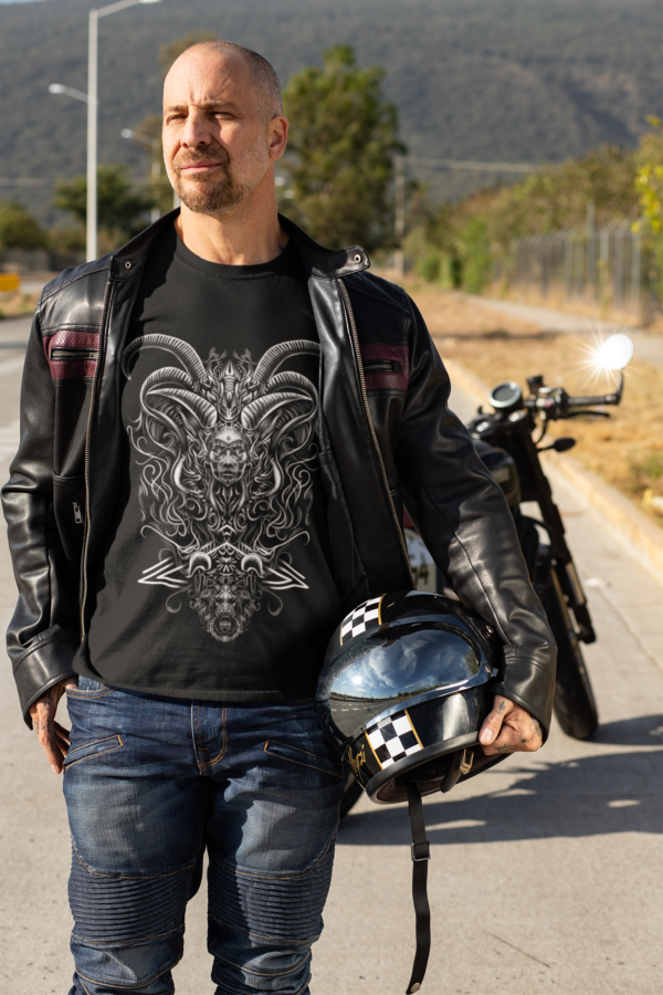 A T-shirt adorned with an intricate shaman motif, illustrating the shaman's prowess in navigating spiritual dimensions and commanding ethereal energies.